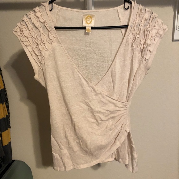 Anthro Ric Rac Wrap Ruffle Shirt - Picture 1 of 3